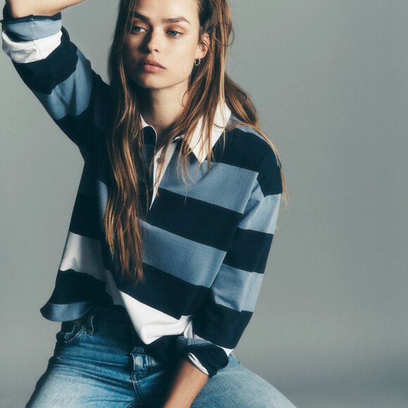 Madewell Hannah Rugby Long-Sleeve Polo Shirt - Picture 6 of 8